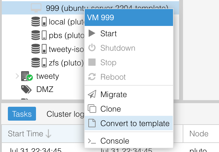 Creating a VM Template in Proxmox
