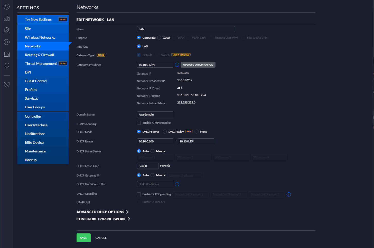 Changing LAN Subnet in Unifi