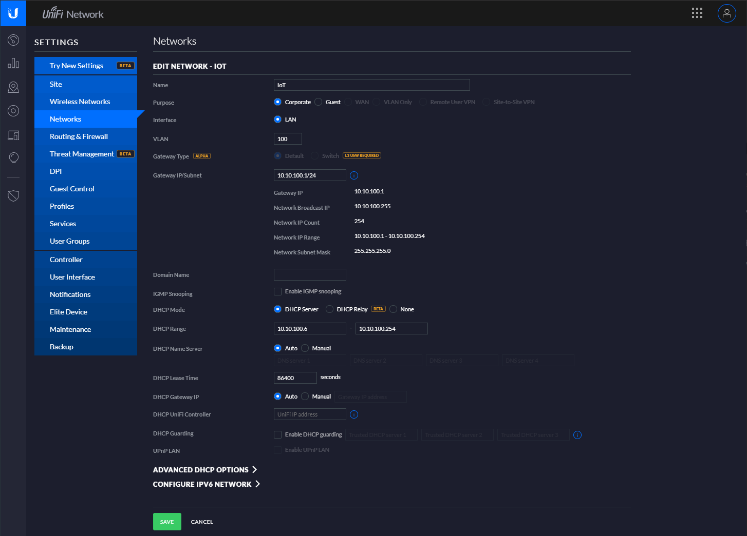 Creating IoT VLANs in Unifi Devices